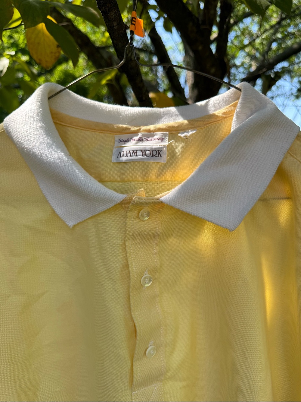 Vintage Yellow Polo Shirt with White Collar - Picture 2 of 6
